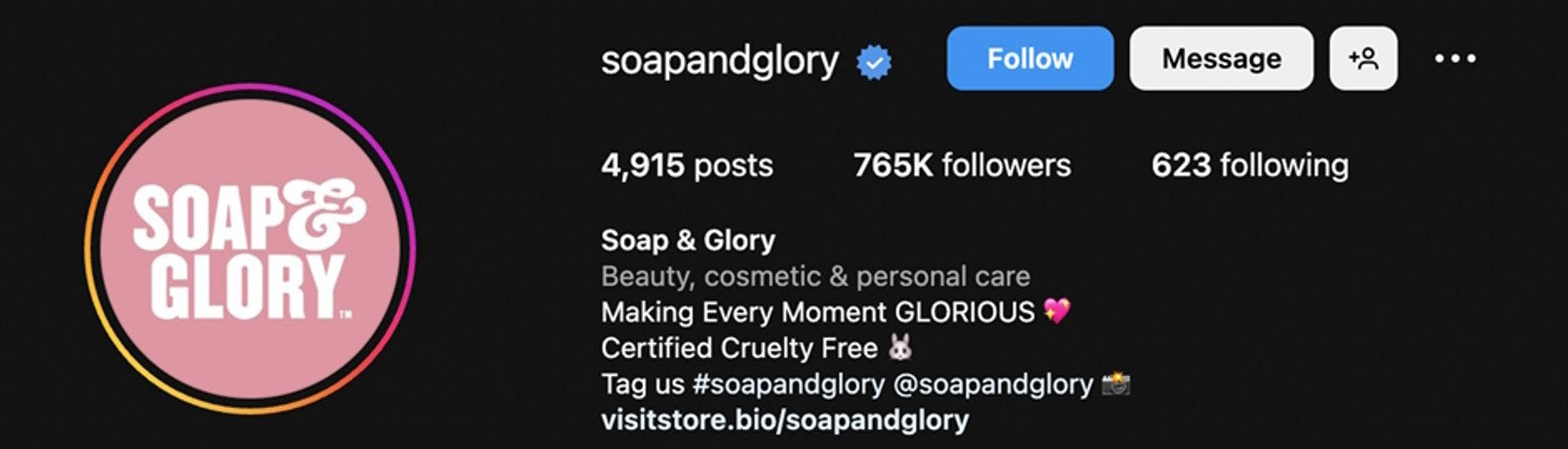 Instagram Bio Ideas - soapandglory example