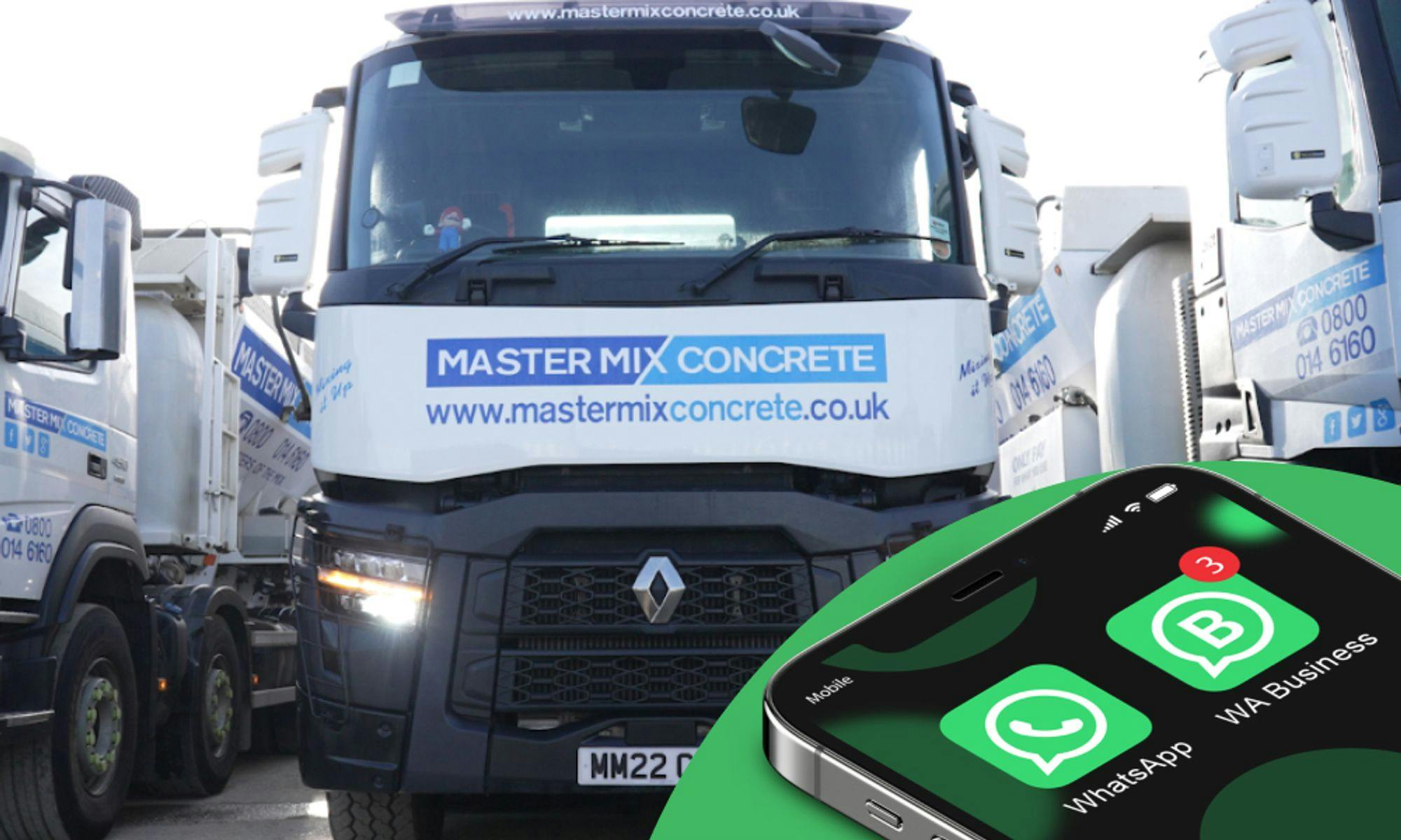 An HGV truck and WhatsApp Business icon