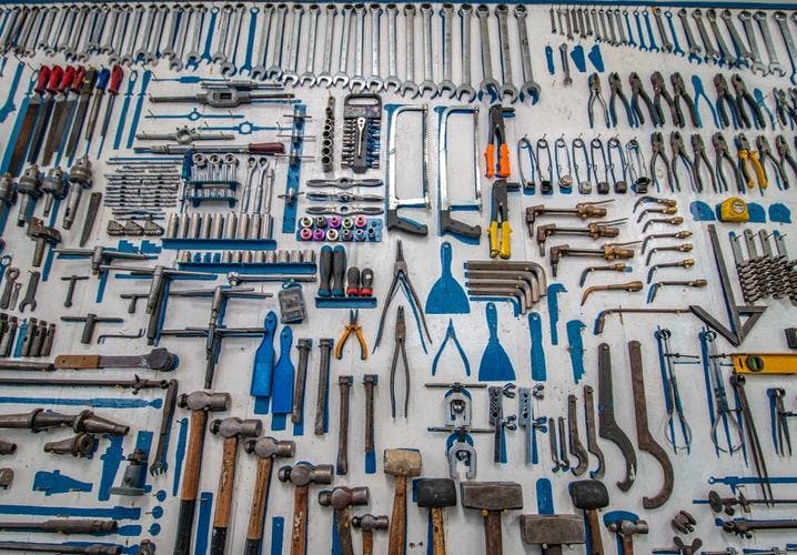 Various tools arranged neatly on a table