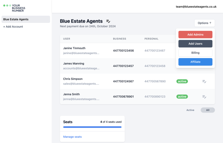 Your Business Number Dashboard