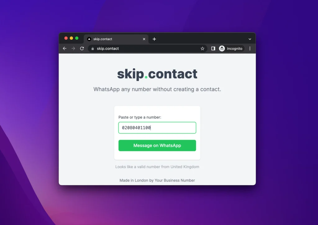 Screenshot of a web app