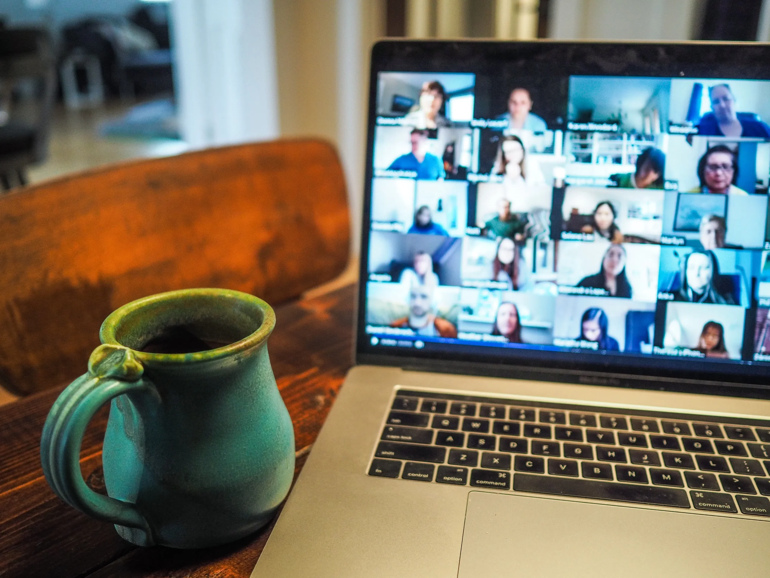 Laptop showing group video call in progress